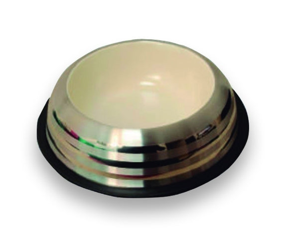 Tazón interior Marfil exterior rayas plata 0.9 L (32 Oz)