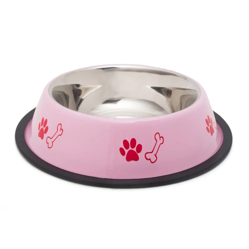 GRAND PET Tazón Rosa con Huesos y Huellas