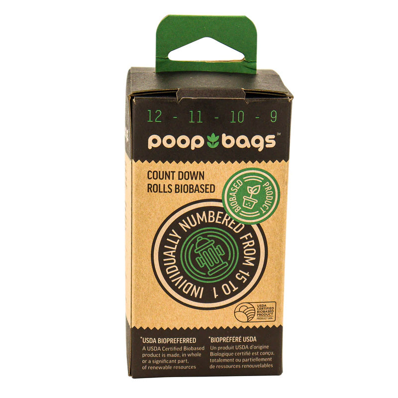 Poop Bags Bolsas biodegradables para desechos de perro. Incluye 8 rollos, 120 bolsas.