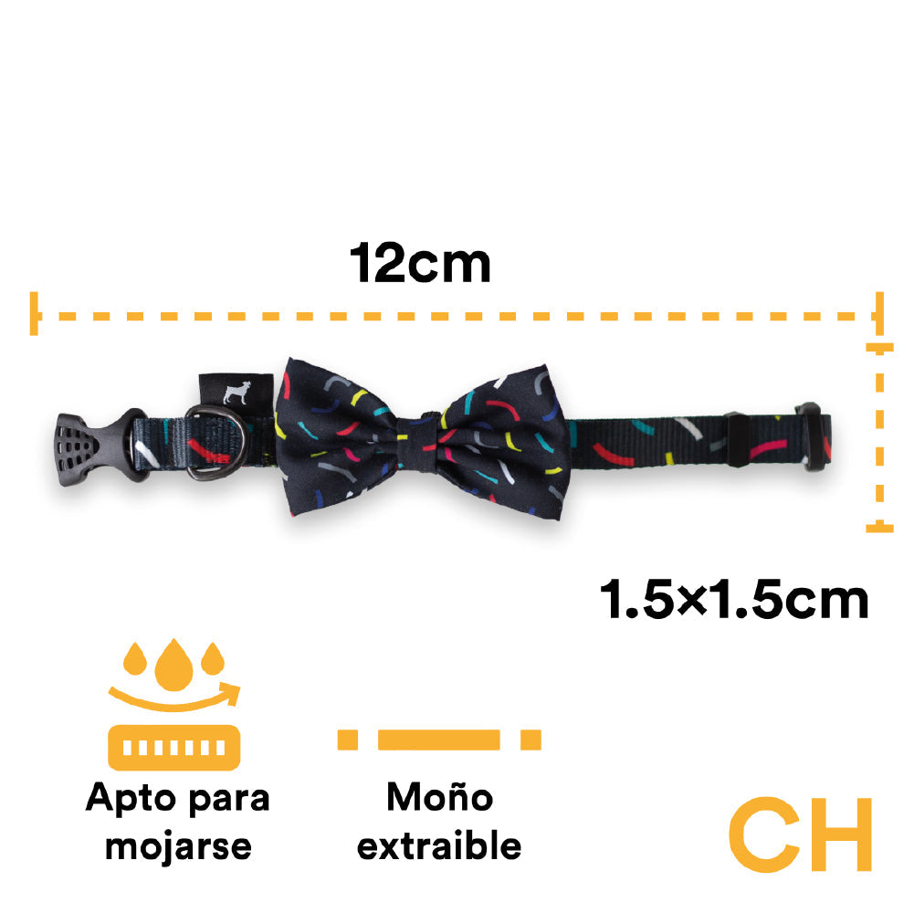 COLLAR CON MOÑO CONFETTI NEGRO - JACK PET STYLE