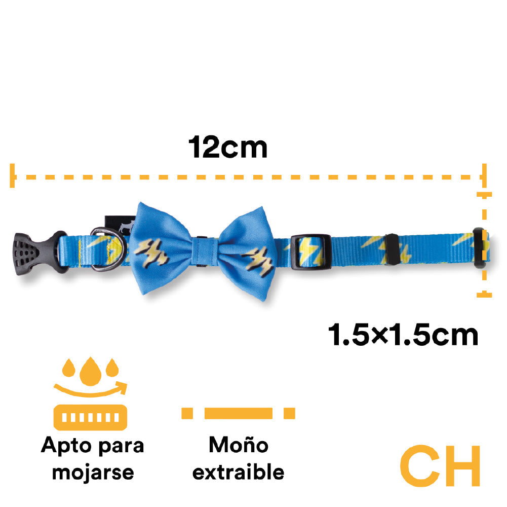 COLLAR CON MOÑO RELAMPAGO - AZUL CIELO - JACK PET STYLE