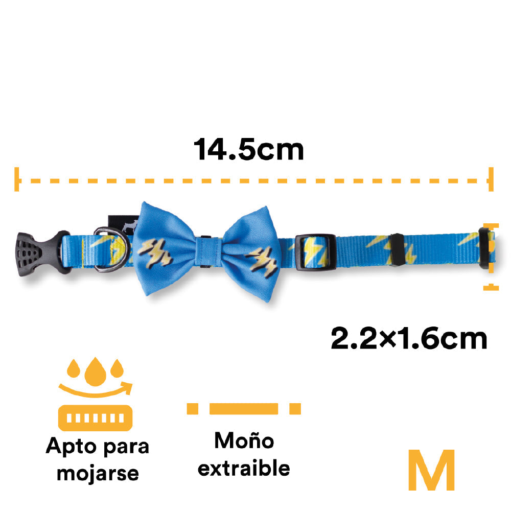 COLLAR CON MOÑO RELAMPAGO - AZUL CIELO - JACK PET STYLE
