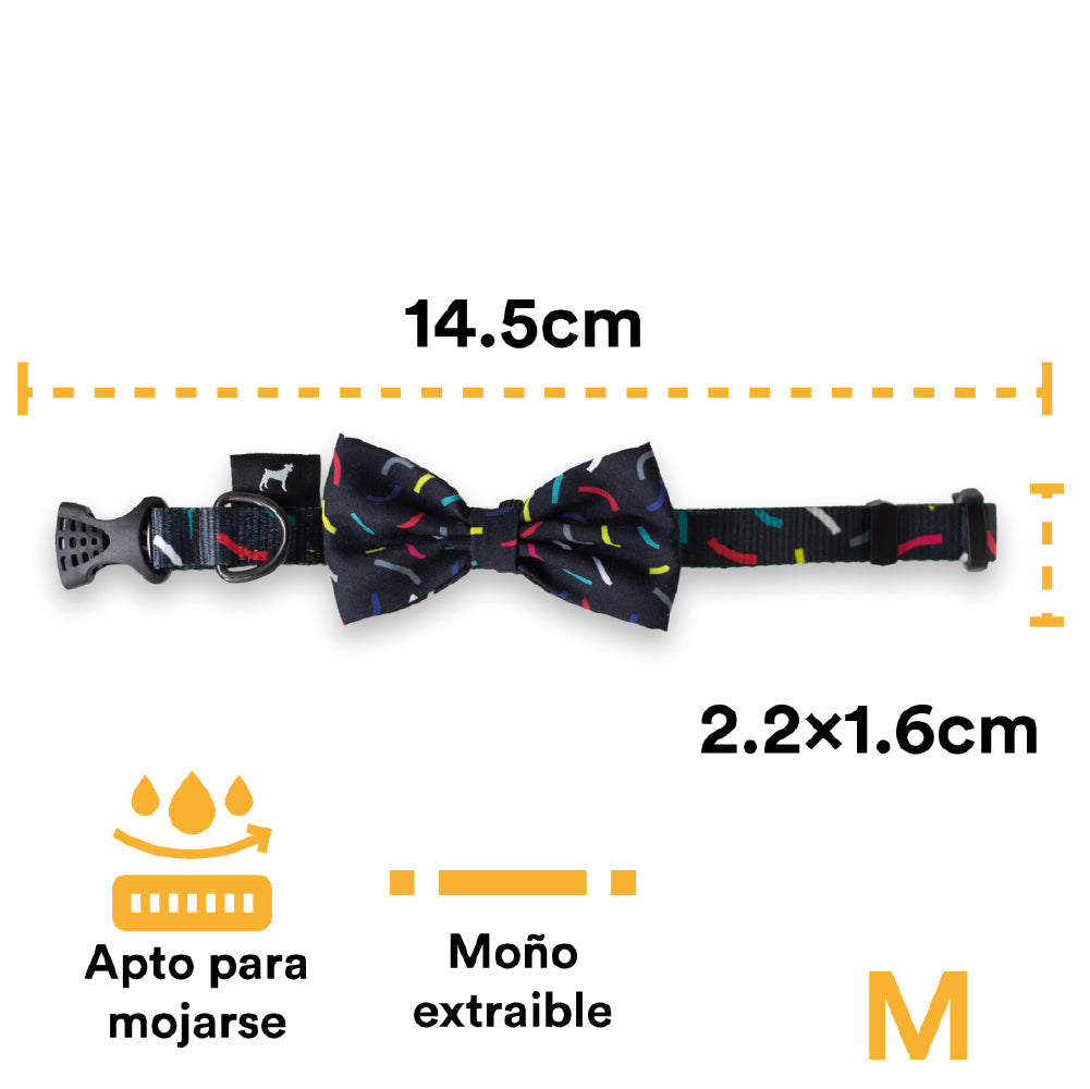 COLLAR CON MOÑO CONFETTI NEGRO - JACK PET STYLE