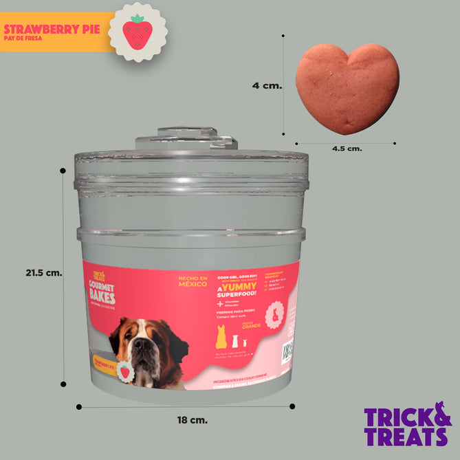 BOTE INDIVIDUAL: FETCH! - STRAWBERRY PIE - PAY DE FRESA (CORAZON MEDIANO) - TRICK % TREATS