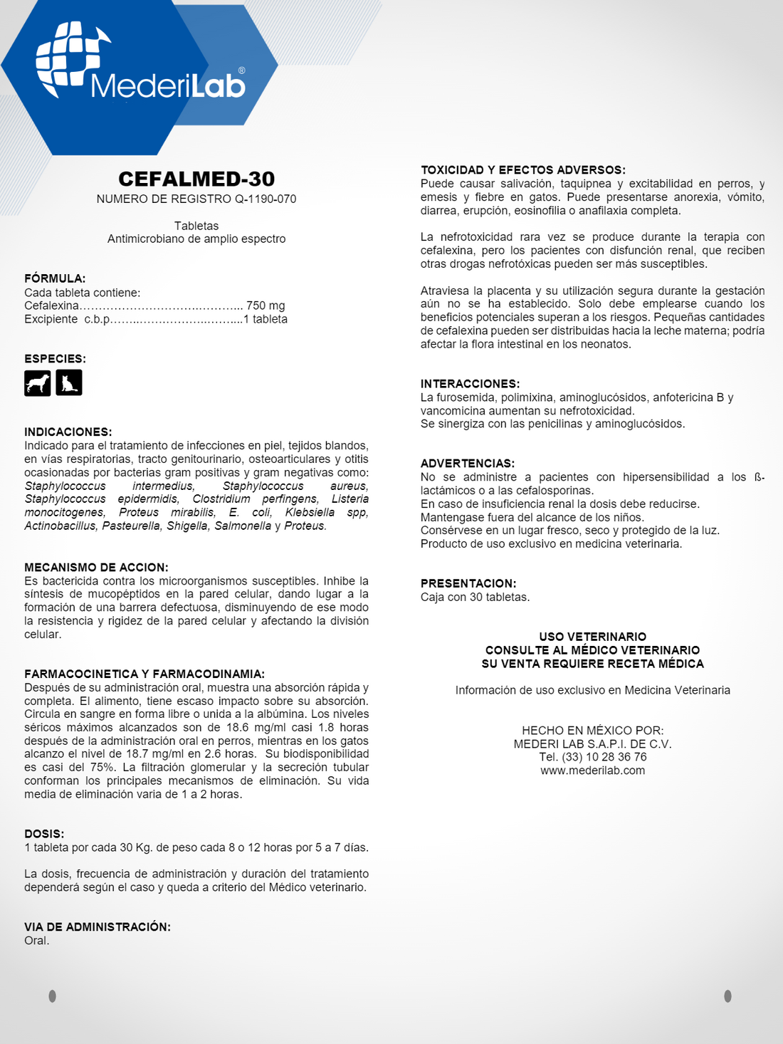 Cefalmed Injection CEFALMED TABLETAS - MEREDILAB – Franz Haus