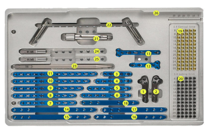 Sistema de placas bloqueadas 2.0 de titanio – Tipo  bloqueo en la cabeza -Toolmed Medical Instrument