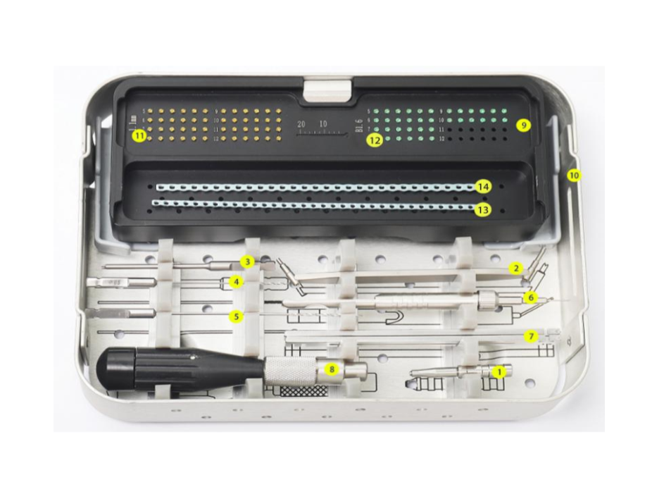 Set de instrumental quirúrgico veterinario para sistema de placas de bloqueo ALPS de 1.6 mm. -Toolmed Medical Instrument