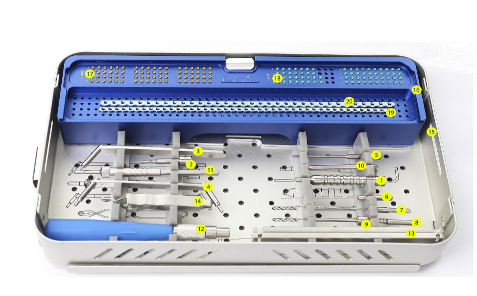 Set de instrumental quirúrgico veterinario para sistema de placas de bloqueo ALPS de 2.4 mm. -Toolmed Medical Instrument