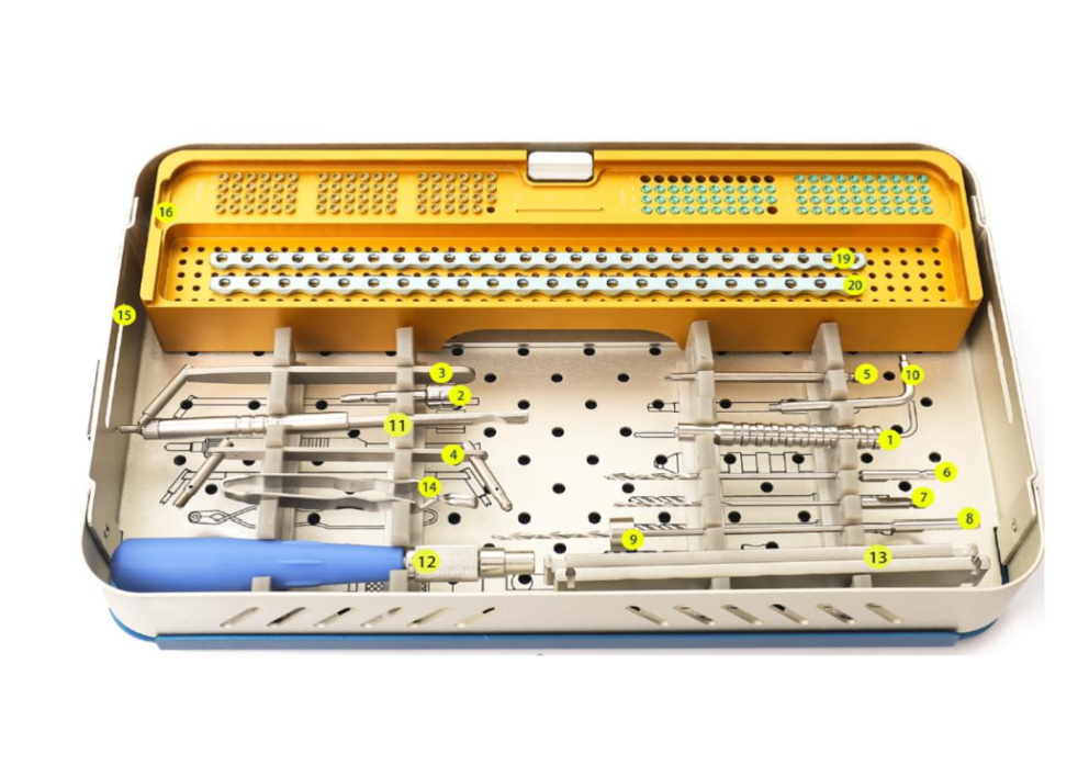 Set de instrumental quirúrgico veterinario para sistema de placas de bloqueo ALPS de 3.2 mm. -Toolmed Medical Instrument