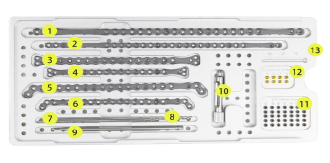 Caja de implantes 2.0mm de bloqueo craneal -Toolmed Medical Instrument