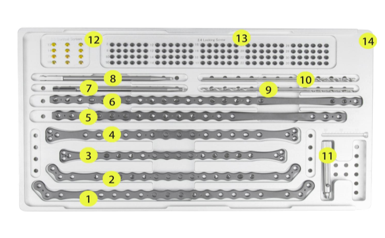 Caja de implantes 2.4mm de bloqueo craneal -Toolmed Medical Instrument
