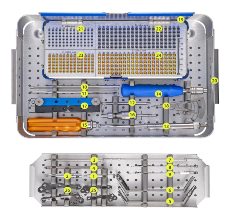 Set completo de instrumental veterinario para placas de bloqueo TPLO de 2.7/3.5 mm- Toolmed Medical Instrument