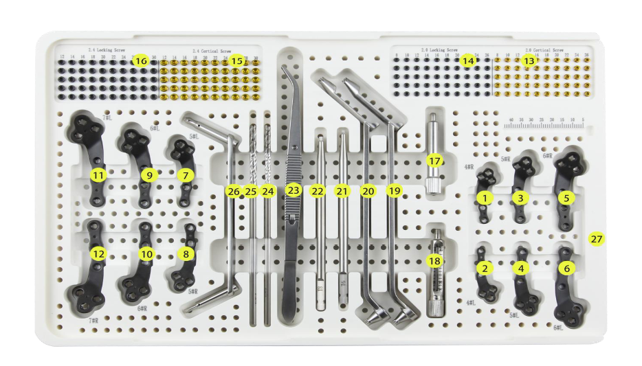 Set de placas de compresión con bloqueo TPLO de 2,0/2,4 mm- Toolmed Medical Instrument