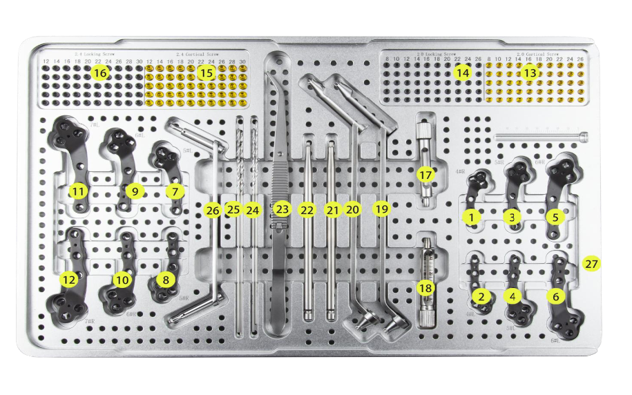Set de placas de compresión con bloqueo TPLO de 2,0/2,4 mm- Toolmed Medical Instrument