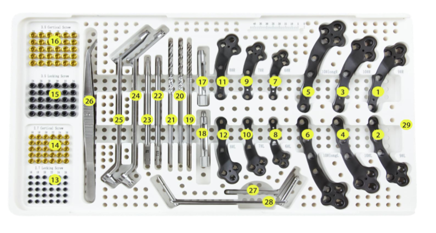 Set de placas de compresión con bloqueo TPLO de 2,7/3,5 mm- Toolmed Medical Instrument