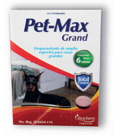 Pet Max Grand 6 tabs (lvermectina + Fenbendazol+ Albendazo) -Biochem