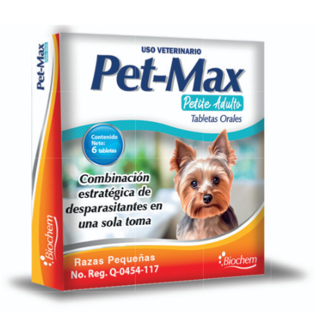 Pet Max Petite 6 tabs (Ivermectina + Albendazol+ Prazicuantel) -Biochem