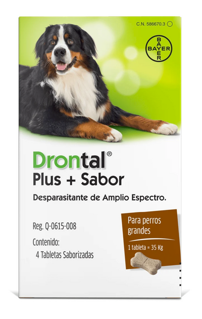DRONTAL PLUS+SABOR TAB DOG 10kg (Praziquantel+ Pirantel +Febantel) -ELANCO