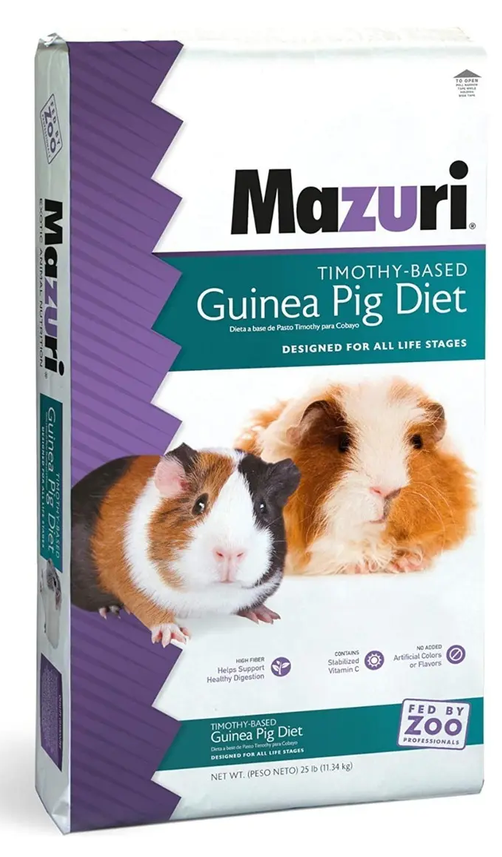 TIMOTHY HAY-BASED GUINEA PIG DIET PELLETS 25 LB -MAZURI