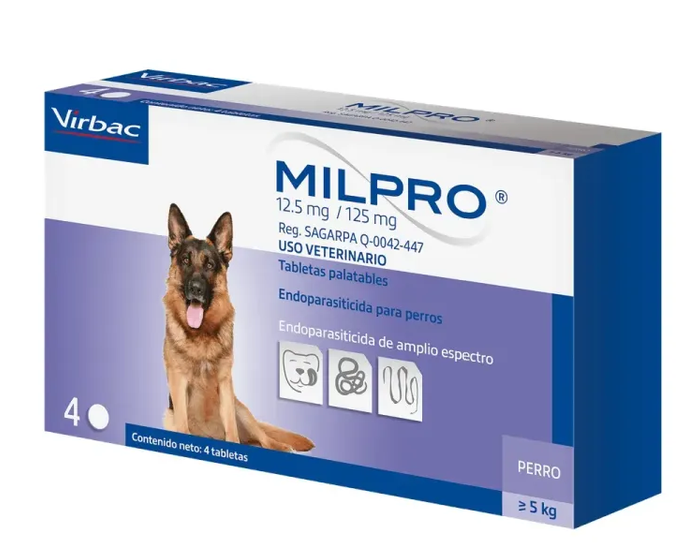 MILPRO PERRO (MILBEMICINA OXIMA, PRAZIQUANTEL) - VIRBAC