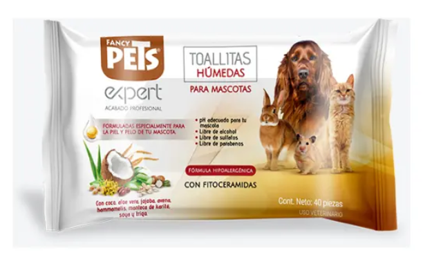 TOALLITAS HUMEDAS PARA MASCOTAS C/ 40 PZ -FANCY PETS EXPERT