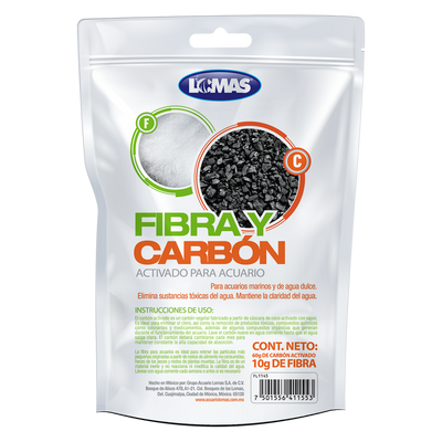 FIBRA Y CARBON ACTIVADO PARA ACUARIO 10 GR.