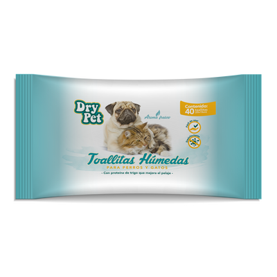 TOALLITAS HUMEDAS P/PERRO Y GATO - 40 PZ