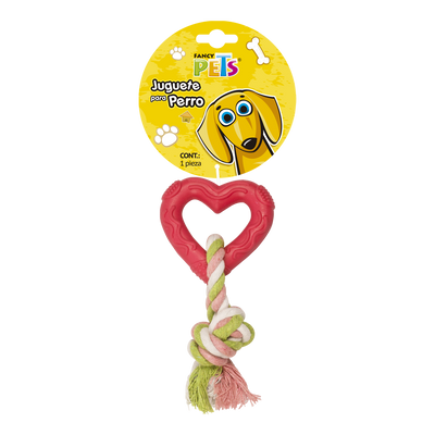 JUGUETE DE CAUCHO CORAZON C/CUERDA FANCY PETS