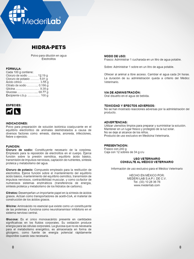 HIDRA-PETS ORAL MEDERILAB