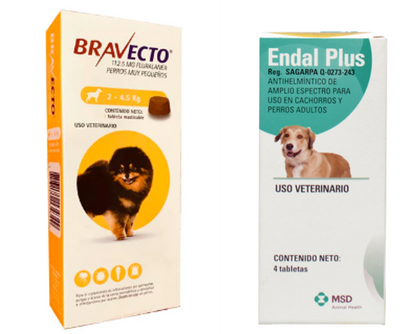 KIT BRAVECTO 2-4.5 KG (12.5MG) 1 TAB + ENDAL - MSD