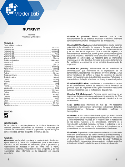 NUTRIVIT TABLETAS MEDERILAB