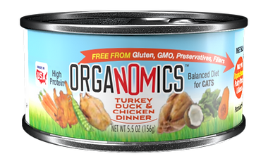 LATA ORGANOMICS DE PAVO, PATO Y POLLO PARA GATOS DE 5.5 OZ