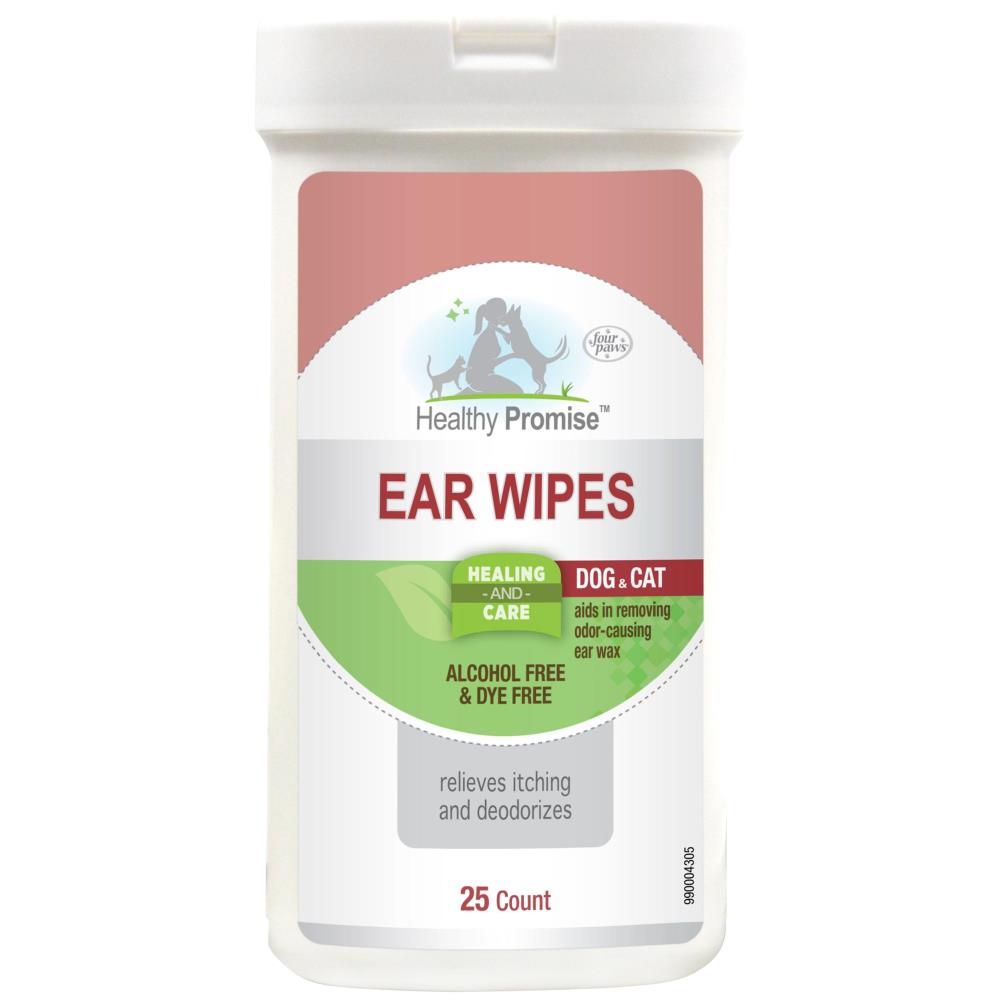 Four Paws Healthy Promise Toallitas para oídos (elimina mal olor y reduce picazón) para perros y gatos