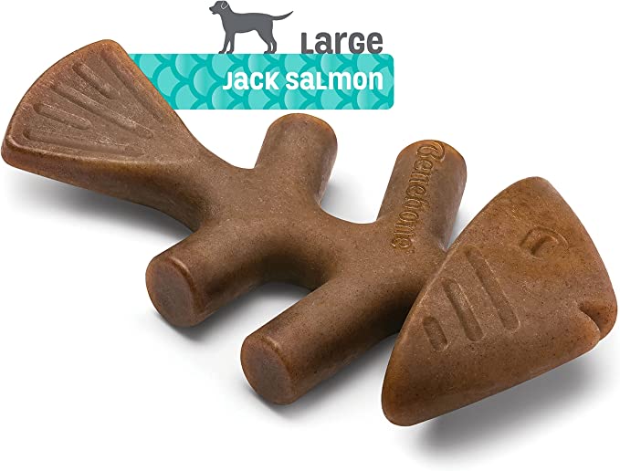 Benebone Juguete masticable para Perro con Sabor Real a salmón Fishbone