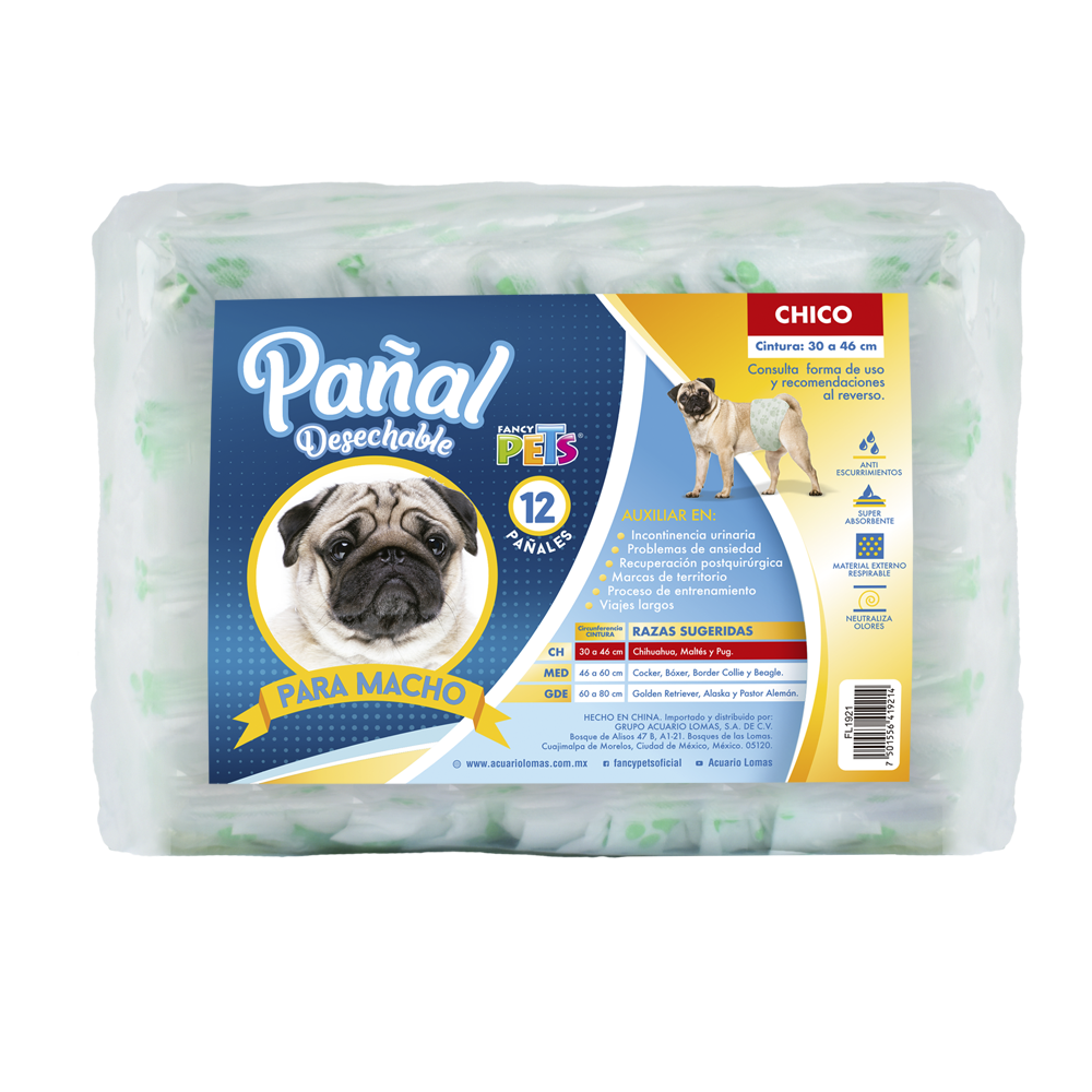 PAÑAL ESPECIAL PARA MACHO FANCY PETS 12 PZ