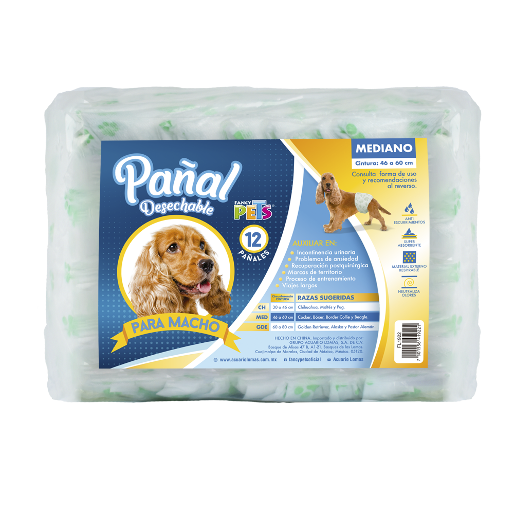 PAÑAL ESPECIAL PARA MACHO FANCY PETS 12 PZ