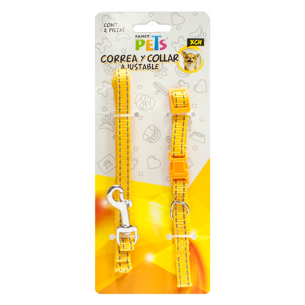 COLLAR C/CORREA C/BANDAS REFLEJANTES FANCY PETS