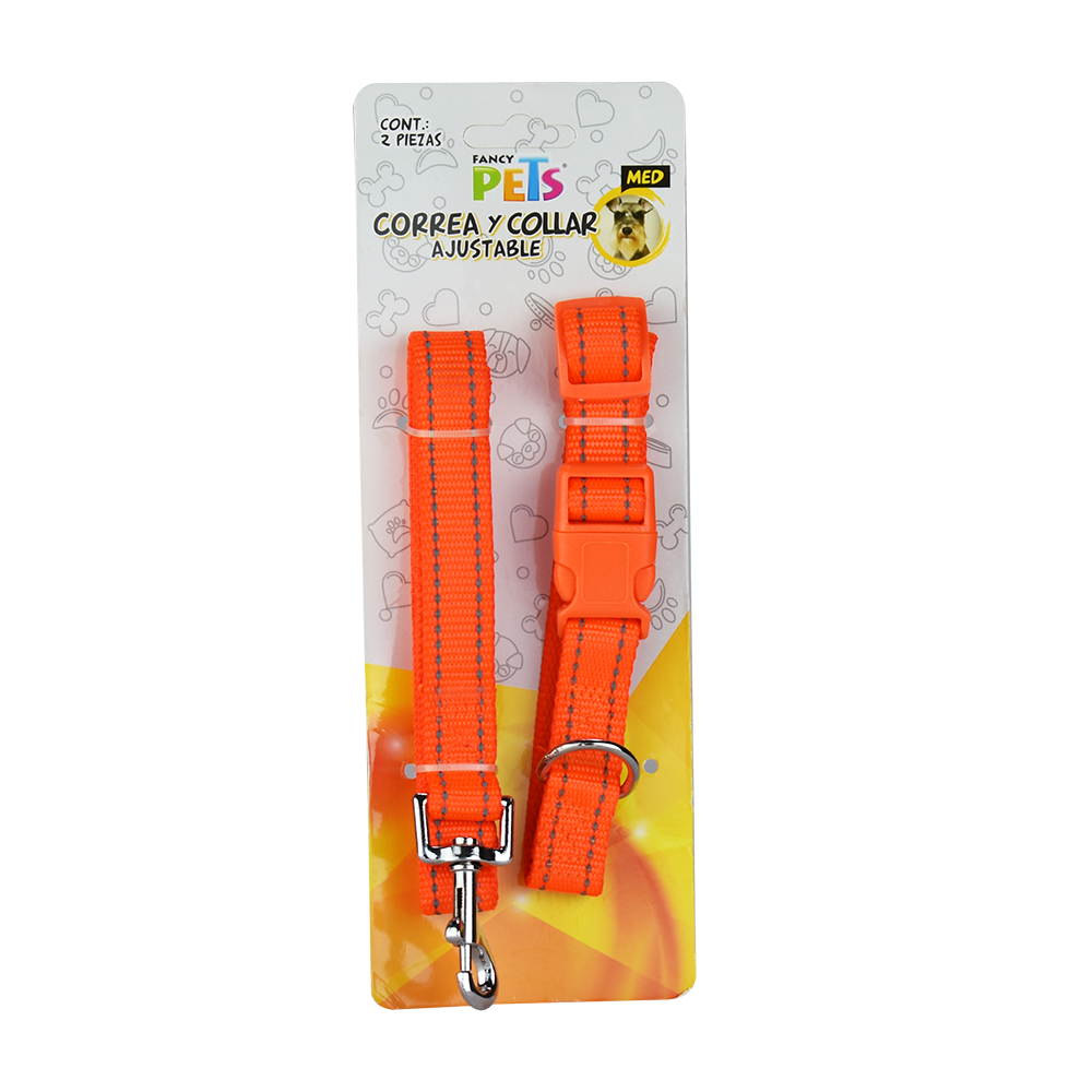 COLLAR C/CORREA C/BANDAS REFLEJANTES FANCY PETS