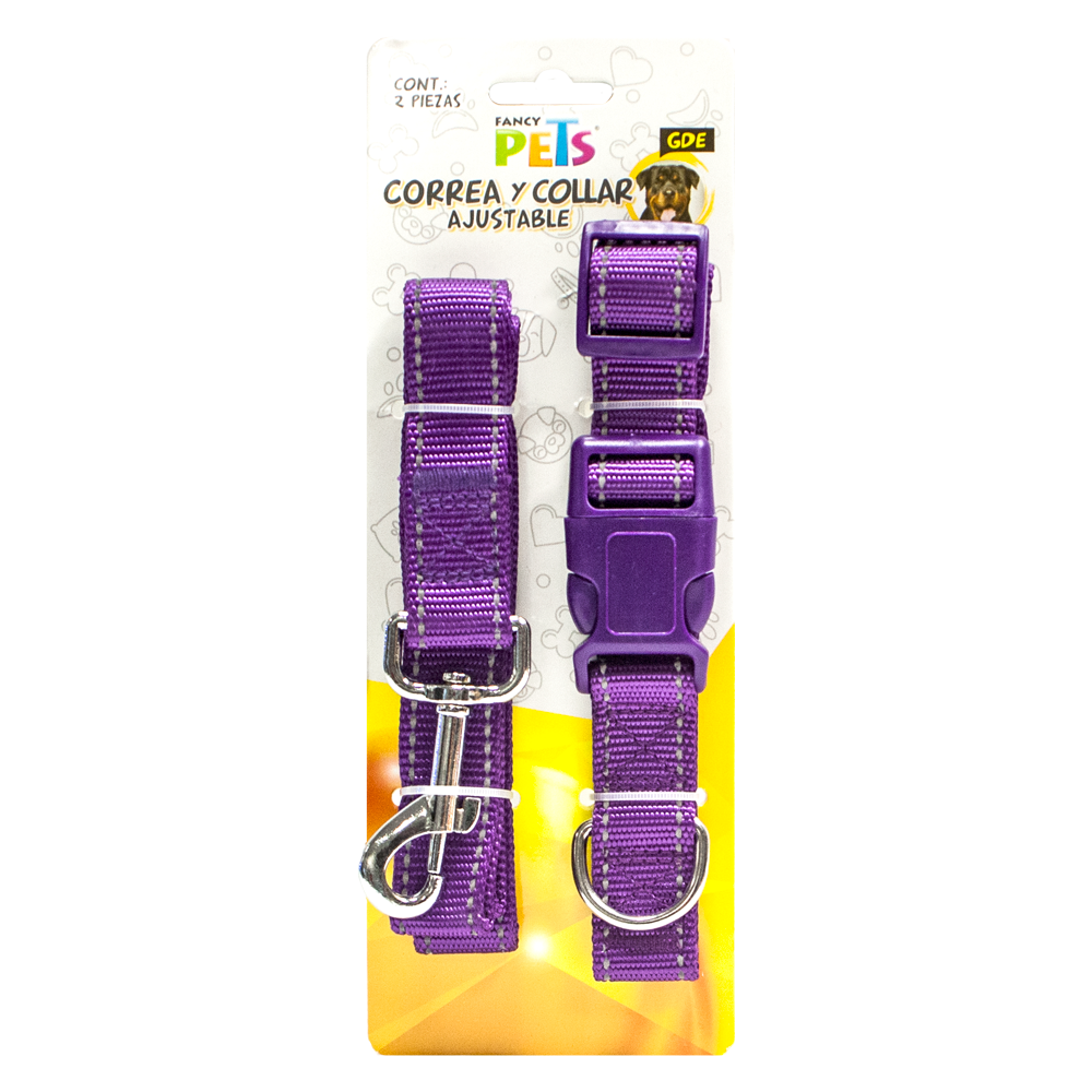 COLLAR C/CORREA C/BANDAS REFLEJANTES FANCY PETS