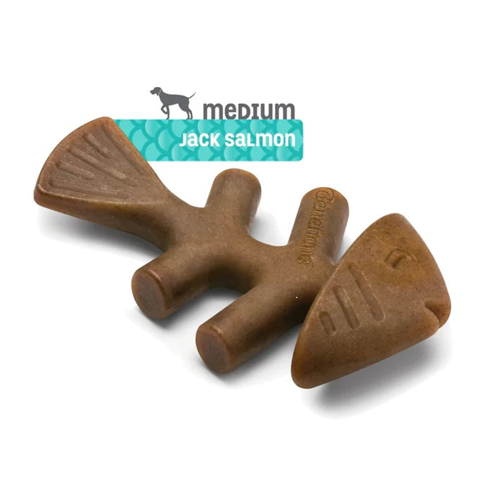 Benebone Juguete masticable para Perro con Sabor Real a salmón Fishbone