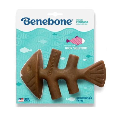 Benebone Juguete masticable para Perro con Sabor Real a salmón Fishbone