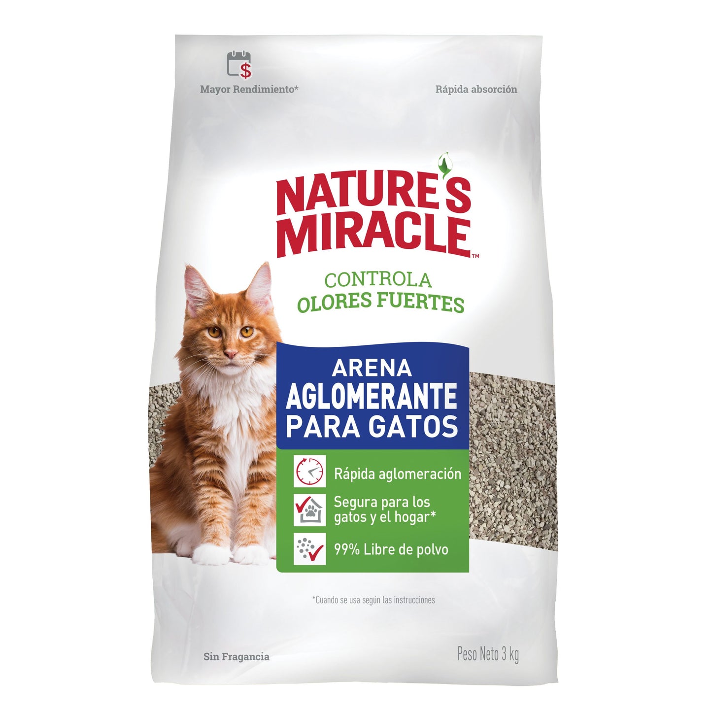 Nature's Miracle Arena Aglomerante Para Gatos 3Kg