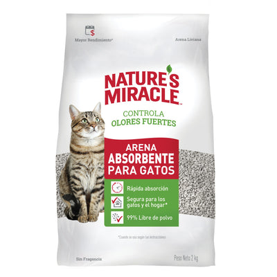 Nature's Miracle Arena Absorbente para Gatos Control de Olores Fuertes 2 Kg